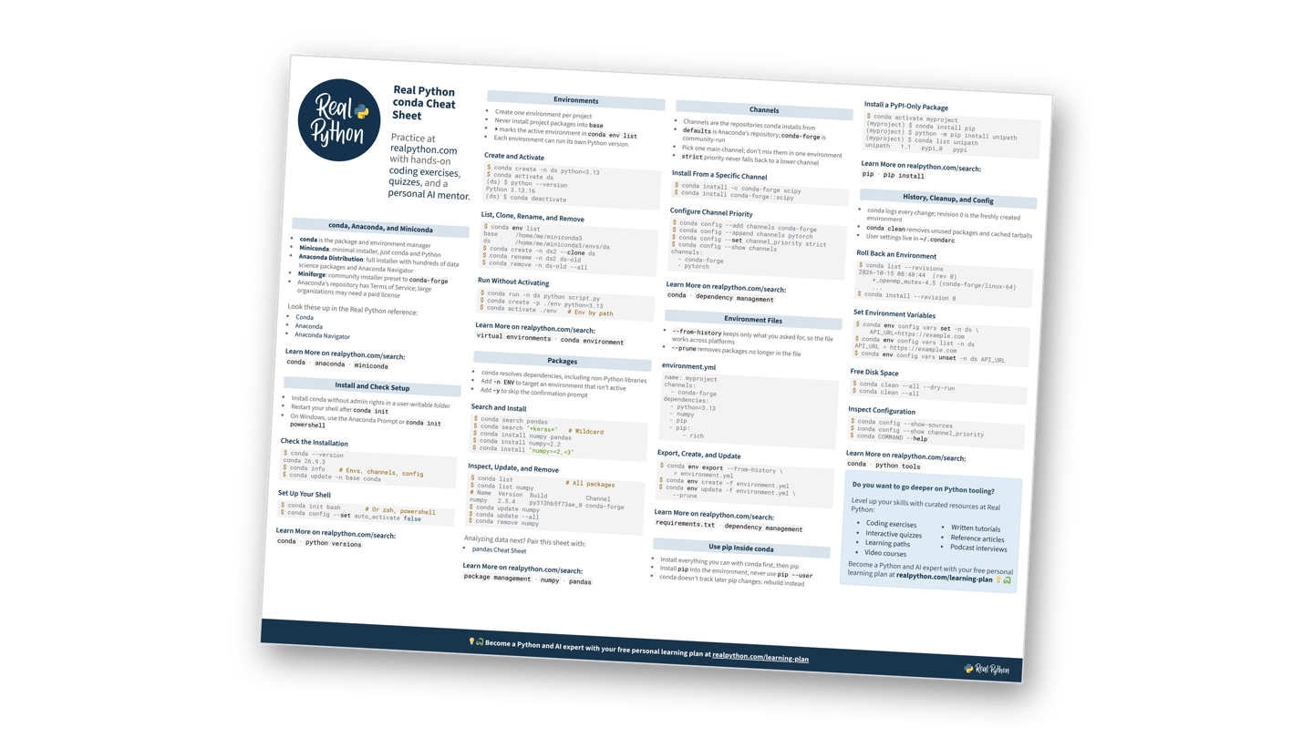 Preview of the conda Cheat Sheet