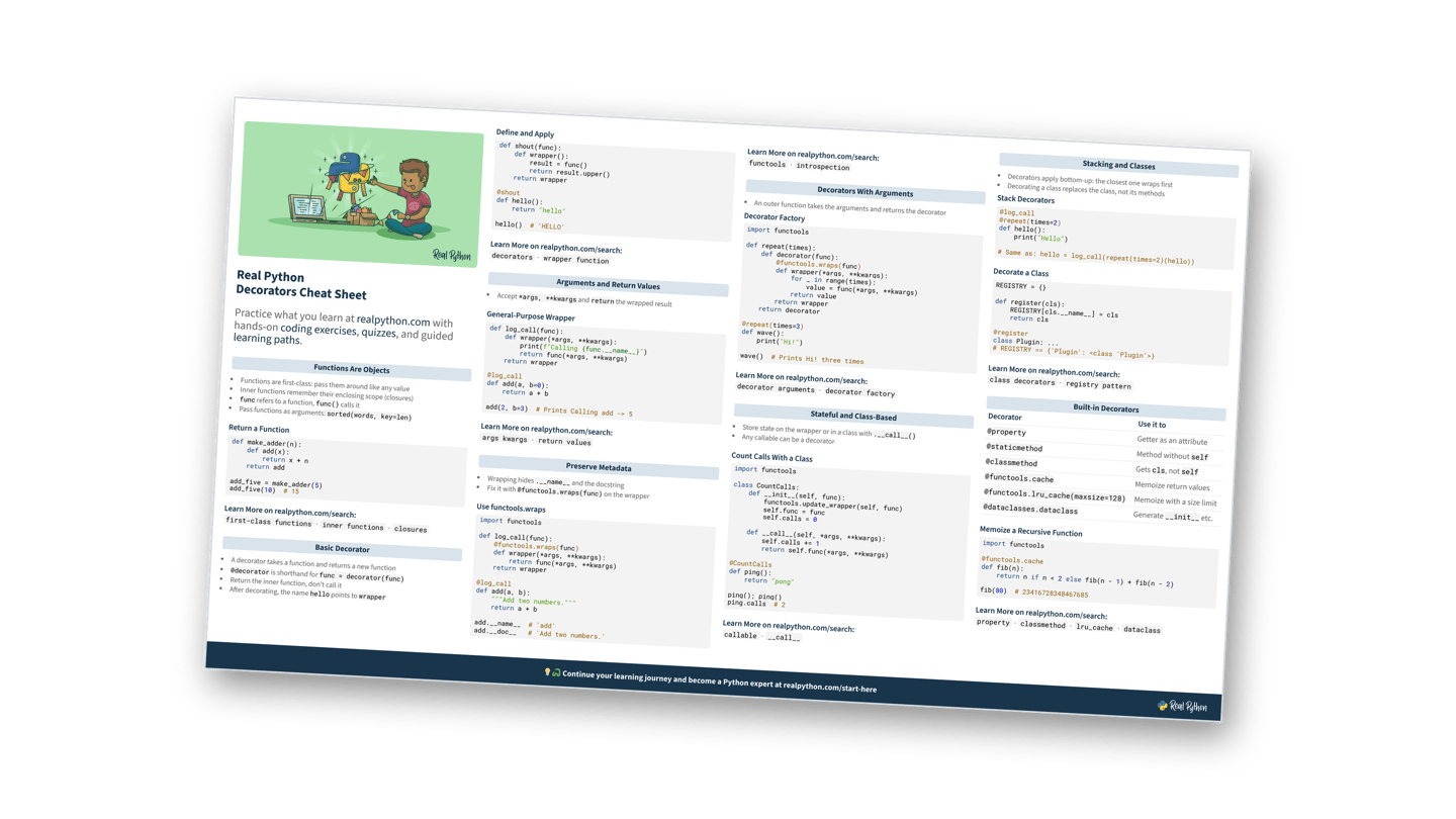 Preview of the Python Decorators Cheat Sheet